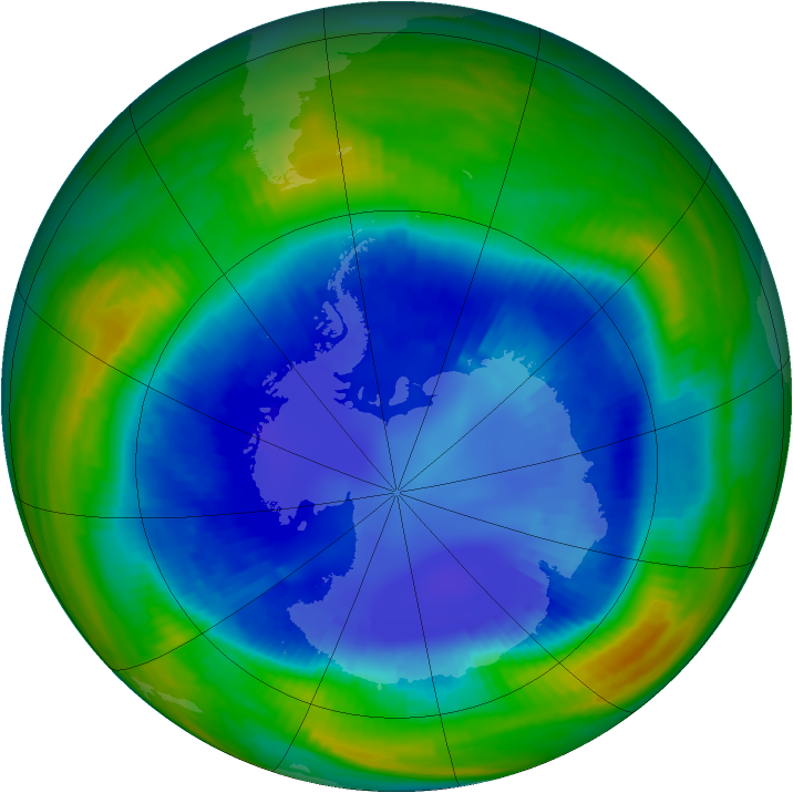 Antarctic ozone map for 28 August 1998
